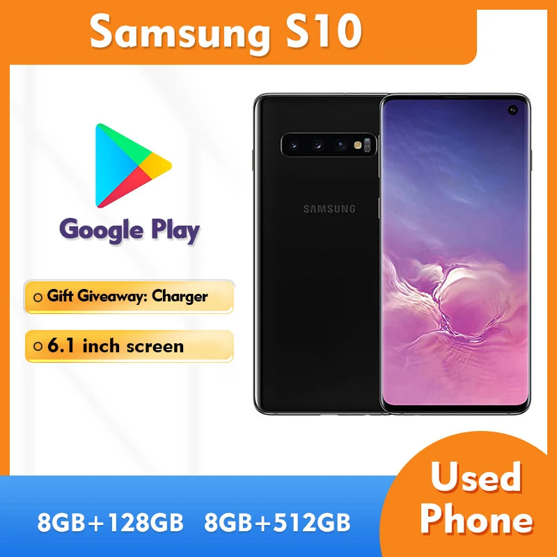Samsung Galaxy S10 4G RAM 8GB ROM 128GB/512GB SmartPhone 3400mAh 6.1inches 16MP camera Used Phone