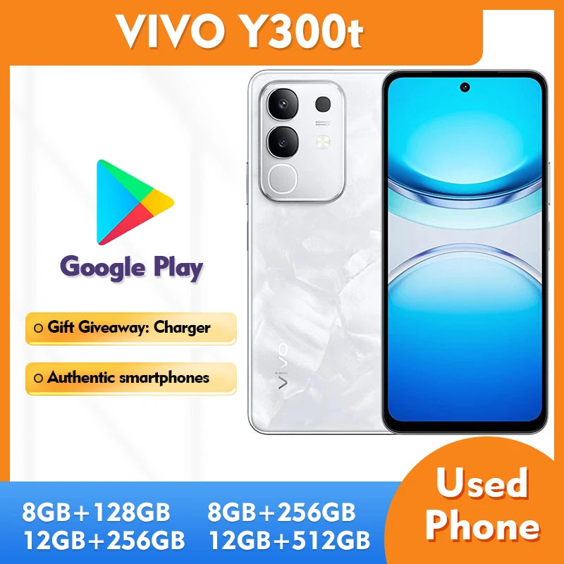Used VIVO Y300t 5G Android Phone 12GB+512GB 6.72" Large Screen 6500mAh Battery Unlocked Smartphone