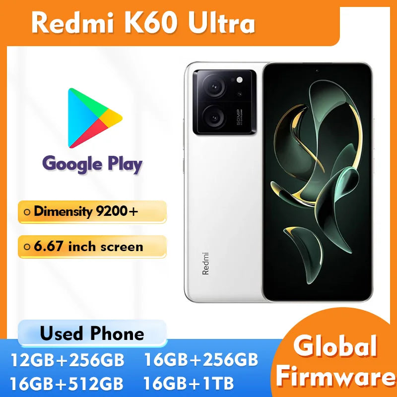 Redmi K60 Ultra 5G Android ROM 256GB/512GB/1T Smartphone 6.67inch Screen 50MP Rear Camera in good condition used phone