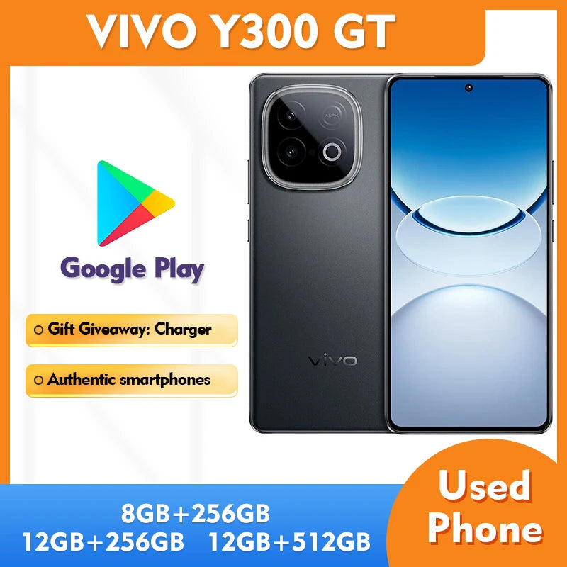 Used VIVO Y300GT 5G Android Phone 12GB+512GB 6.78" Large Screen 7650mAh Battery Unlocked Smartphone