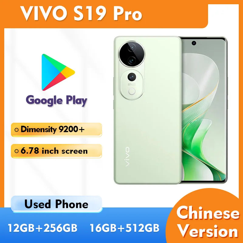 VIVO S19 Pro Smartphone 5g Android Screen 6.78-inches 5500mAh 120HZ 50MP Camera 256GB ROM Original Used Phone