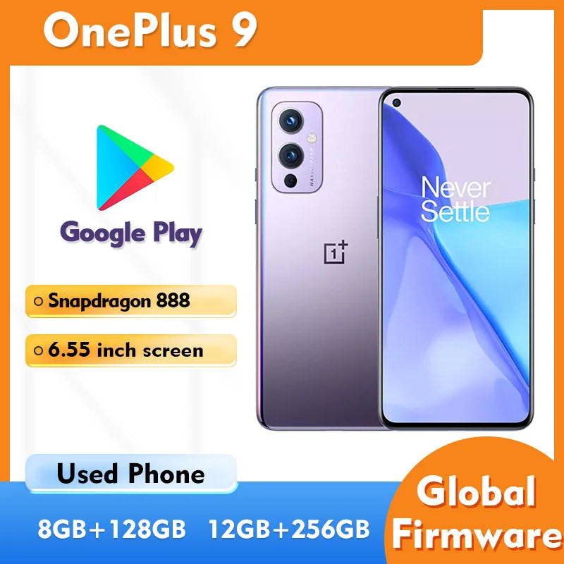 OnePlus 9 5G Smartphone 6.55inches 4500mAh 2400x1080px RAM 8GB/12GS ROM 128GB/256GB used phone