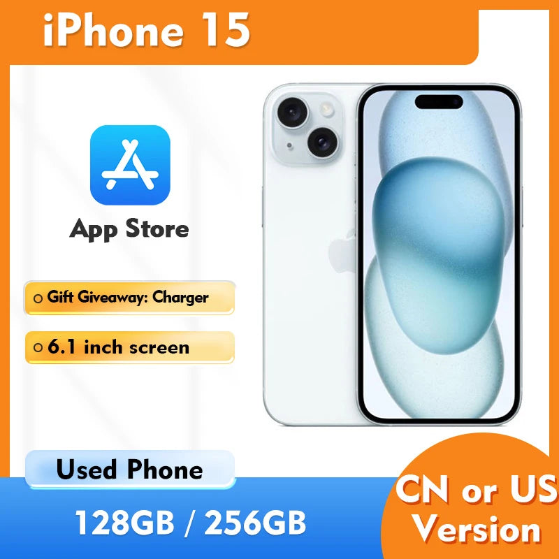 Apple iPhone 15 5g ROM 128GB 256GB IOS Smartphone Camera 48MP All Colours in Good Condition Original Used Phone