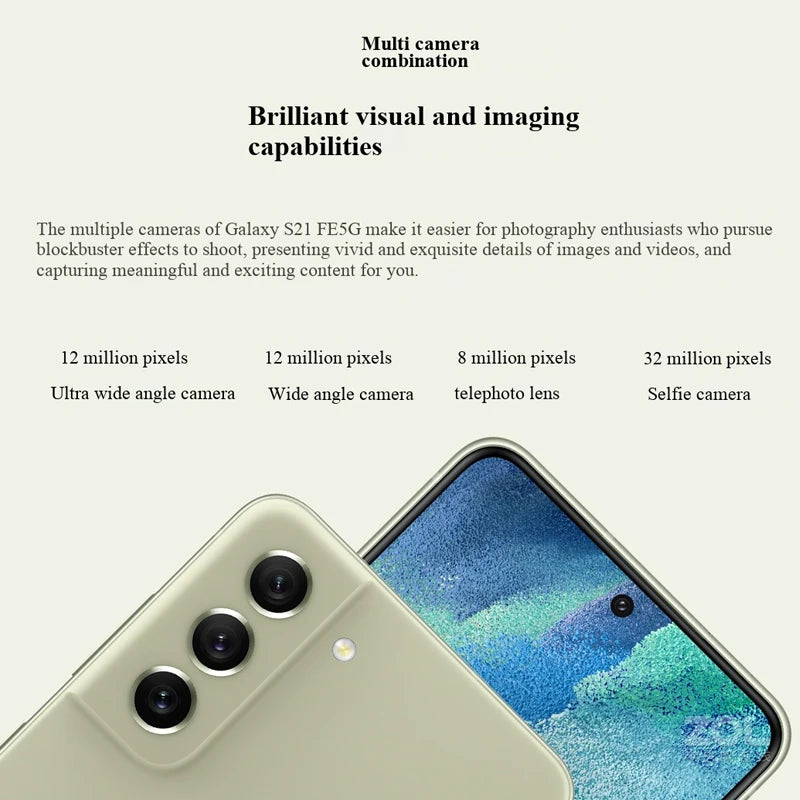 Samsung Galaxy S21 FE RAM 6GB/8GB ROM 128GB/256GB 5G SmartPhone 4500mAh 32MP 6.4inch CPU Qualcomm Snapdragon 888 Used Phone