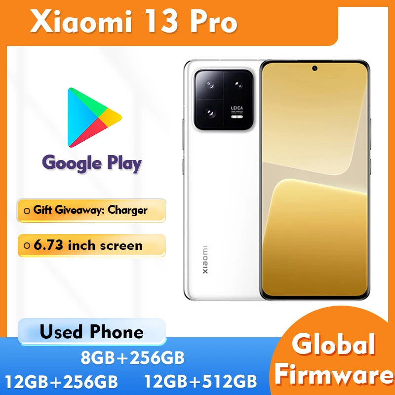 Xiaomi 13 Pro 5G 256GB 512GB ROM 6.73in 1900nits 522ppi Screen 120Hz 120W 4820mAh Android used phone