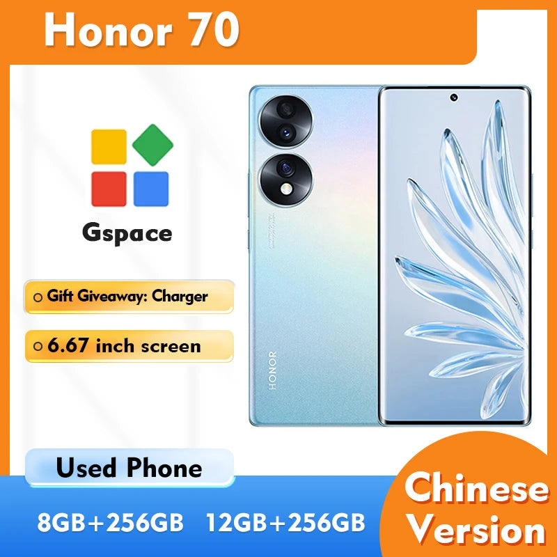 Honor 70 5G 6.67inch Full Screen 120H Screen NFC 4800mAh Battery Charging 66W Used Phone